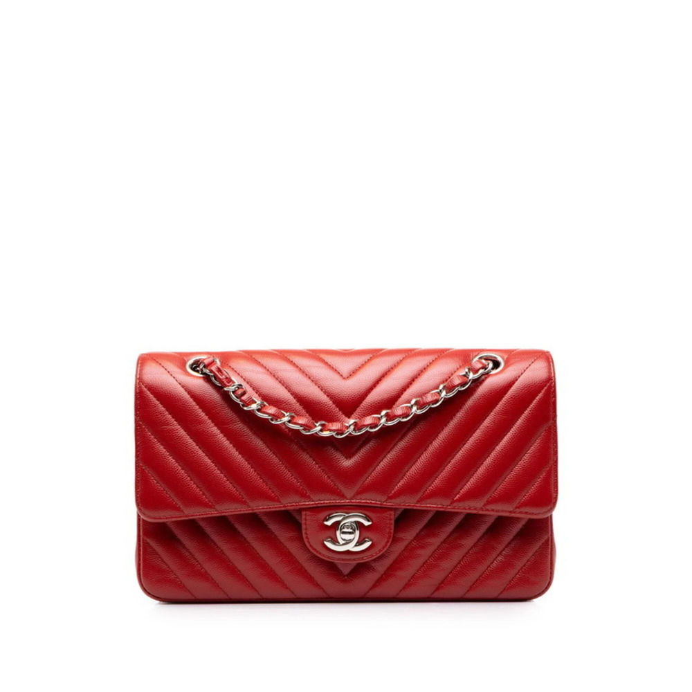 Chanel Coco Mark Matelassé Chevron Double Flap Chain Shoulder Bag A01112 Red ...